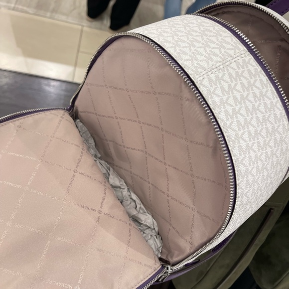 MICHAEL KORS Rhea Medium Zip Color-Block Signature Logo Backpack
Dark Purple NWT - Picture 5 of 16